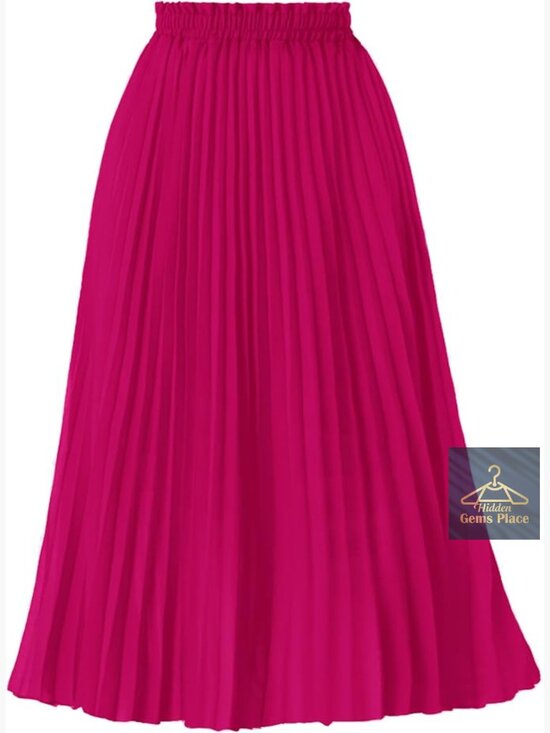 Dresses & Skirts - High Waist Pleated A-Line Midi Skirt Flowy Swing Skirt S-3XL